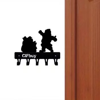 1pc Festive Wall Mounted Key Hook - Christmas Santa Claus Delivering Gifts Style with Wall Mounted Clothes Hook чёрный