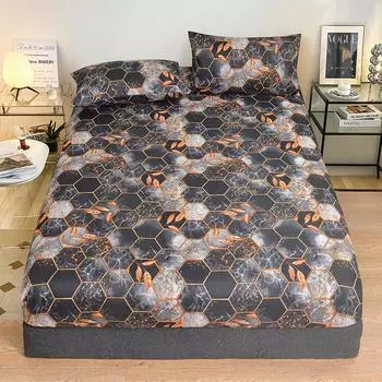 1Pc Fitted Sheet Non-Slip Bedsheets Printed Mattress Cover 99/138/153/182/198Cm Bed Linen Sabanas Para Cama (No Pillowcase) 90x200x25cm 1pc