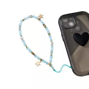 1PC Five-pointed Star Beaded Jewelry Gift Fashion Acrylic Mobile Phone Chain Pendant Telephone Chain розовый