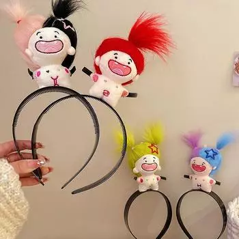 1pc Fixing Tool Cute Plush Kawaii Headband Cartoon With Doll Headwear Hair Accessories