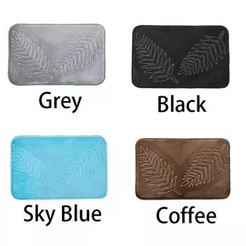 1PC Flannel Leaf Embossed Floor Mat Soft Comfortable And Minimalist Leaf Element Bathroom Bedroom Mat 40cmx60cm серый