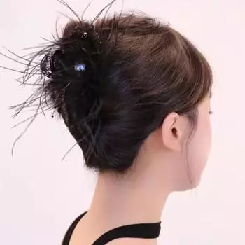 1Pc Flash Diamond Feather Shark Clip Elegant Hair Clip For Women Girl Ponytail Clip Hair Accessories чёрный