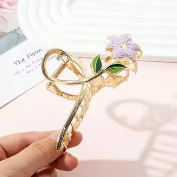 1pc flower design hair claw tulip flower large hair claw clip, suitable for women and girls with thick and thin curly hair