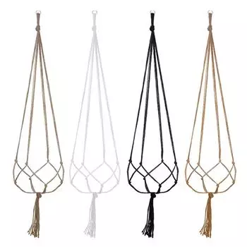 1pc Flower Pot Hemp Rope Hanging Net Straw Macrame Plant Hanger Garden Holder Legs Hanging Rope Basket Garden Balcony Decor