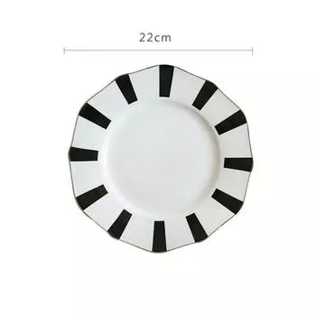 1 шт. Обеденная тарелка в форме цветка в европейском стиле, керамическая послеобеденная посуда с золотой каймой, тарелка для пасты, блюдо 8,6 дюйма