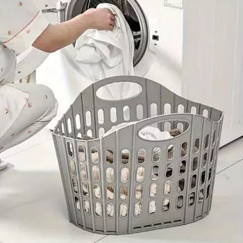 1PC Folding Laundry Storage Basket Large Capacity Bathroom Wall Hanging Basket Space Saving Design Suitable for Home Use светло-серый