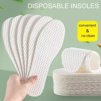 1PC Foot Pads Soft Disposable Breathable Non-Slip Cushion Non-Slip White Insoles Sweat Shoe Pad Comfortable Wood Pulp 36