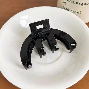 1pc French hair clip with high-end feel, shark clip with curved hollow out, light luxury, black and white pattern hair grab