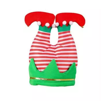 1PC Funny Hats Party Hats Christmas Hats Unisex Santa Pants Hat Vibrant Red Elf Santa Hat Costume Accessories Long Striped A