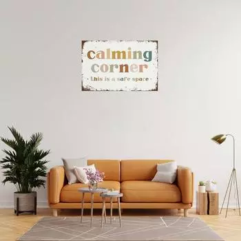 1pc funny vintage sign, calm corner sign, safe space wall art, classroom education, classroom decor for home and bar wall decor чёрный