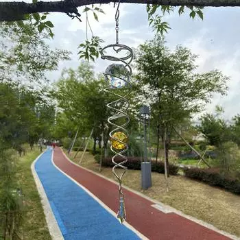 1pc Garden 3D Rotating Spiral Wind Spinners With Crystal Ball Winds Chimes Home Hanging Decor Indoor Outdoor Decoration красный