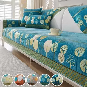 1PC Geometric Embroidery Sofa Cover Bohemian Chenille Slipcover Couch Cover Pet Friendly Thick Plush Slipcover 70x70