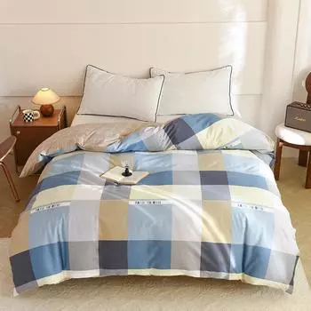 1Pc Geometric Plaid Style Duvet Cover 100% Cotton Skin-friendly Soft Comforter Cover Queen King Size Bedding Bedroom Decor 160x210cm Single 1Pc