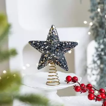 1PC Glittered Tree Topper Diamond Dust Star Decor Foam Christmas Star Holiday Tree Topper чёрный
