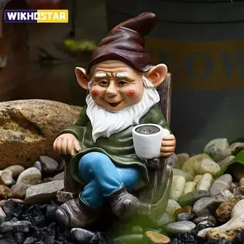 1 шт. Гном-карлик, кресло-качалка, украшение из смолы, украшение для сада на открытом воздухе, украшение для ленивого чаепития на патио 1pcs