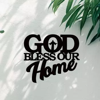 1pc God Bless Home Sign - Metal Wall Art. A unique home gift and wall decor. Also a great wall hanger and scene decor. чёрный