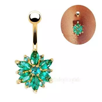 1 шт. позолоченные стразы для пирсинга живота кольца штанги пуговицы пупка цветок кластер розовый