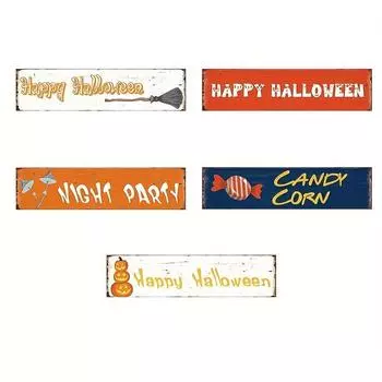 1pc, Halloween Decorative Tin Painting, 40*10cm, Vintage Tin Painting, Home Living Room Shop Background Wall Metal Wall Art A