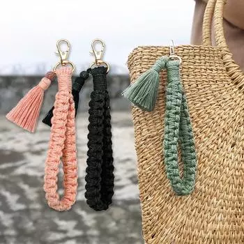 1PC Handbag Key chain Hand weaving Key chain Fashion Tassel key accessories Creative key chain Women Key Chains фиолетовый