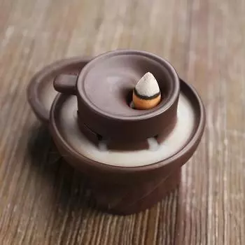 1pc, Handmade Ceramic Ornament Buhrimill Backflow Incense Burner Purple Clay Incense Holder, Aromatherapy Home Decor Tea Pet