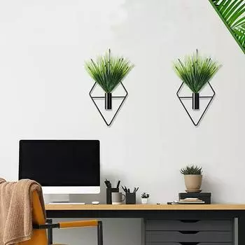 1pc Hanging Planters with Artificial Water Plants, Metal Hanging Vase, Indoor Plant Holder, Wall Decoration for Home жёлтый
