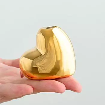 1PC Heart Shaped Bottle Creative Ceramic Bottle Gold Aromatherapy Bottle Fragrance Ornament Small Vase Simple 5.5x3.3x4.8cm