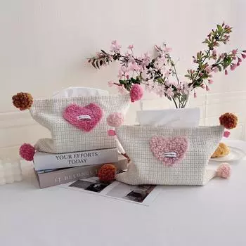 1Pc Heart Soft Toilet Paper Ins Style Napkin Boxes Fashion Love Desktop Decorative Tissue Bag Cotton розовый
