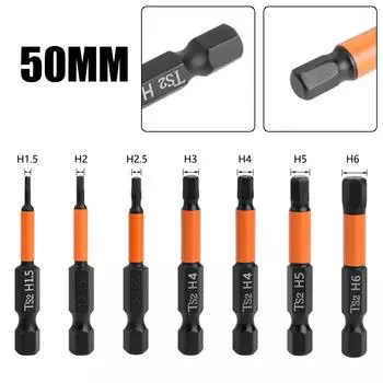 1pc Hexagon Screwdriver Bit Quick Change Impact Driver Power Drill Length 50mm H1.5H2.0 H2.5 H3 H4 H5 H6 Tools жёлтый
