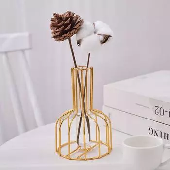 1 шт. полая железная ваза, сухоцвет, художественная композиция, орнамент, декоративный цветочный дисплей для домашнего офиса, гостиной, спальни чёрный