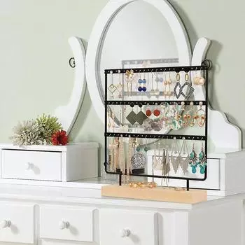 1PC Iron earring rack with 72 holes and multi-layer earring jewelry display rack чёрный