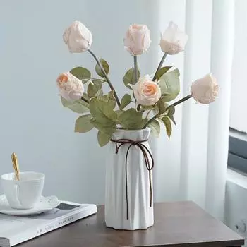 1Pc Искусственный шелк Цветок Моделирование Роза Легко поддерживать Привлекательное растение кофейный