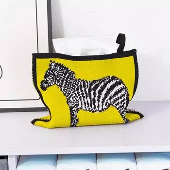 1PC Jacquard Tissue Bag Creative Knitted Tissue Bag Tissue Case Hanging Bag Desktop Storage Napkins 20X25CM