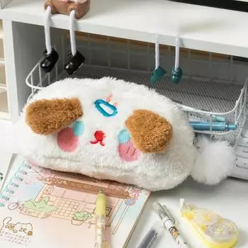 1Pc Japanese Kawaii Plush makeup Case Cute Furry Puffy Girl Makeup Pouch Cartoon Stationery Storage Bag School Supplies
