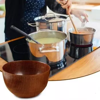 1PC Japanese Style Wooden Bowl Natural Tableware for Fruit Salad Noodle Rice Soup Kitchen Utensil Dishes Handmade Crafts