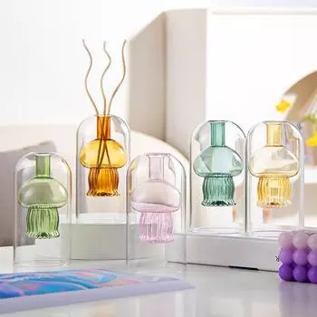 1PC Jellyfish Aromatherapy Bottle Glass Container Hydroponic Flower Vase Home Decoration Ornament 5 colors зелёный
