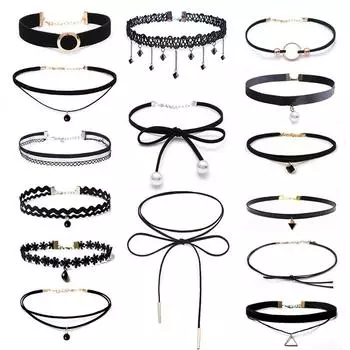 1PC Ювелирные Подарки Подвеска Ожерелья Женщины Кружева Полые Ключицы Цепи Короткое Ожерелье Свадебная Вечеринка 1