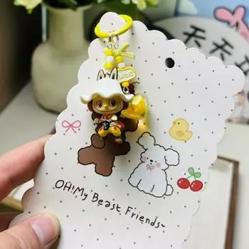 1Pc Kawaii Labubu One Piece Series Keychain Car Pendant Backpack Decor Ornament