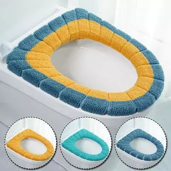 1Pc Keep Warm Pumpkin Pattern Closestool Mat Double Color Bathroom Accessories Knitting O-shape Home Decor Toilet Seat Cover