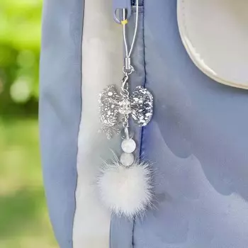 1Pc Key Buckle Hair Ball Mao Qiu Keychain Pendant Chain Bead String Phone Chain Bow Snowflake Snowflake Keychain