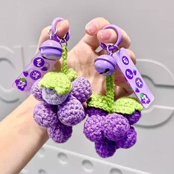 1PC Key Rings Creative Grape Charm Fashion Fleece Knit Pendant Handcrafted Crochet Bag Accessory Grape Keychain 12*6cm