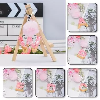 1 шт. Брелоки для ключей, подарочная сумка, подвеска, мягкий, пушистый, 26 английских букв, помпон, брелок для ключей, акриловый, меховой шарик, брелок для ключей, модный