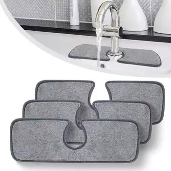1PC Kitchen Faucet Absorbent Mat Sink Splash Guard Microfiber Faucet Splash Catcher Countertop Protector for Kitchen Bathroom чёрный