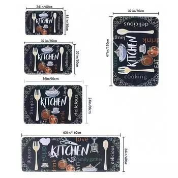 1PC kitchen floor mats, super soft carpet mats, soft microfiber absorption mats, kitchen decorations, can wash home decoration 400MMx600MM чёрный