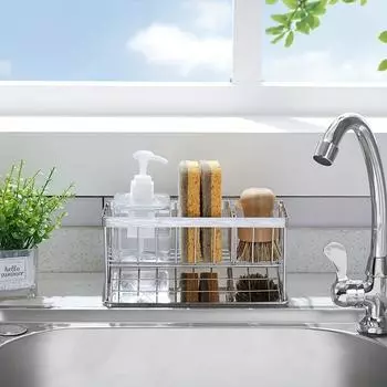 1pc Kitchen Sink Holder 304 Stainless Steel Soap Sponge Wipe Drainage Storage Shelf Basket Hand Holder Soap Home Supply Second floor