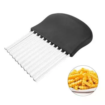1PC Kitchen Tool Vegetable Crinkle Stainless Steel Wavy Cutter Blade Onion Potato Chip Slicer чёрный