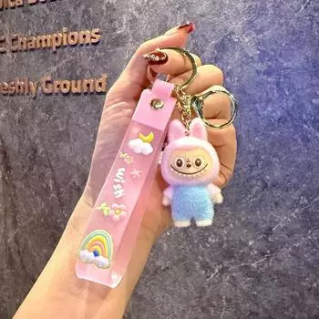 1Pc Labubu Kawaii Sheep Keychain Cartoon Cartoon Three-dimensional Doll Students Schoolbag Pendant Car Key Chain Gifts for Children