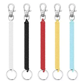1PC Lanyard Keyring Chain Keychain Spring Loop Retractable Plastic Colourful Spring Loop Charm Anti-Lost Rope Multicolour