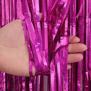 1pc Laser Rain Curtain Party Decoration Background Silk Fringe Classroom Wedding Decoration Rain Curtain Silk 1x2m синий