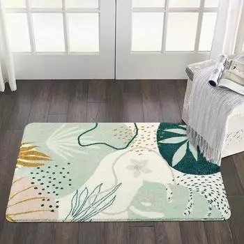 1PC, leaf print imitation cashmere bathroom mat bedroom door mat, living room bedroom decorative carpet 40cmx60cm