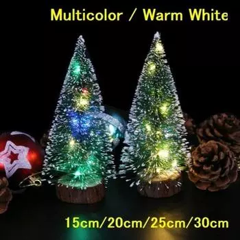 1pc LED Light Mini Artificial Christmas Trees Decorations Festival Tabletop Miniature Snow Frost Xmas Tree Decor 4Sizes 15cm теплый белый
